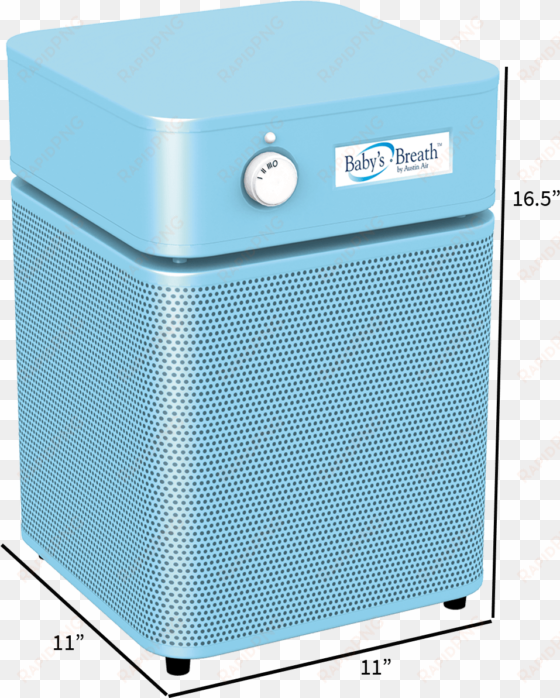 austin air baby's breath hepa air purifier in blue;