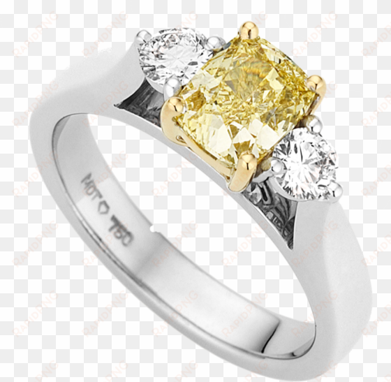 australian fancy intense yellow cushion cut diamond - yellow diamond rings australia