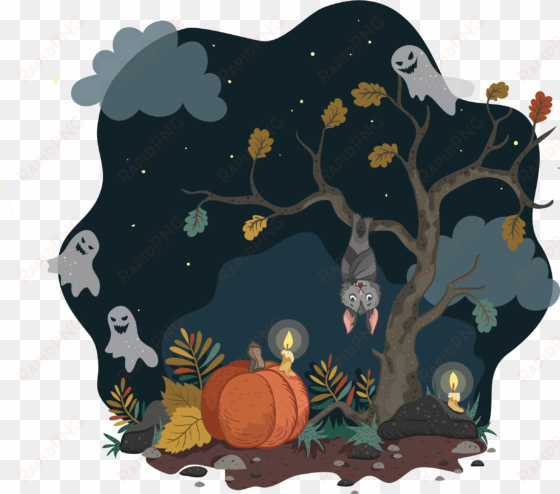 autumn forest - vector illustration