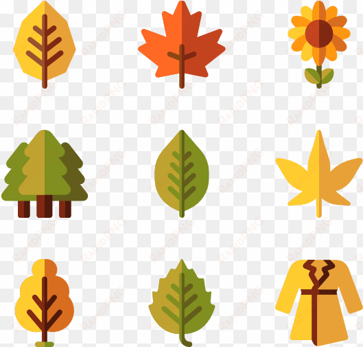 autumn leaves flat icon pack - clip art