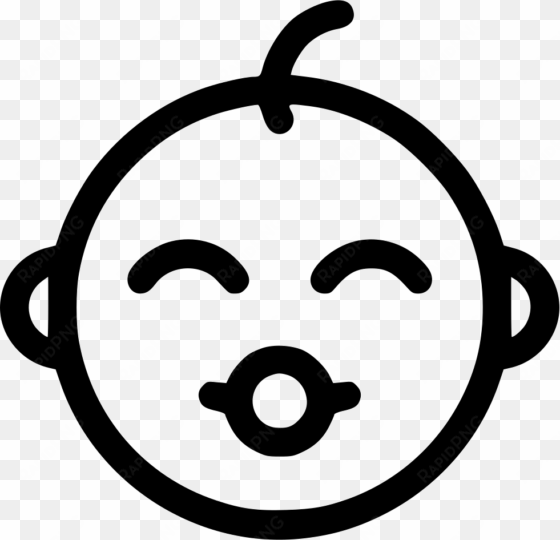 baby face - - baby emoji black and white