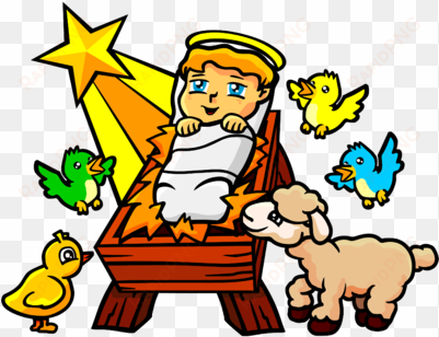 baby jesus with birds and lamb - portable network graphics