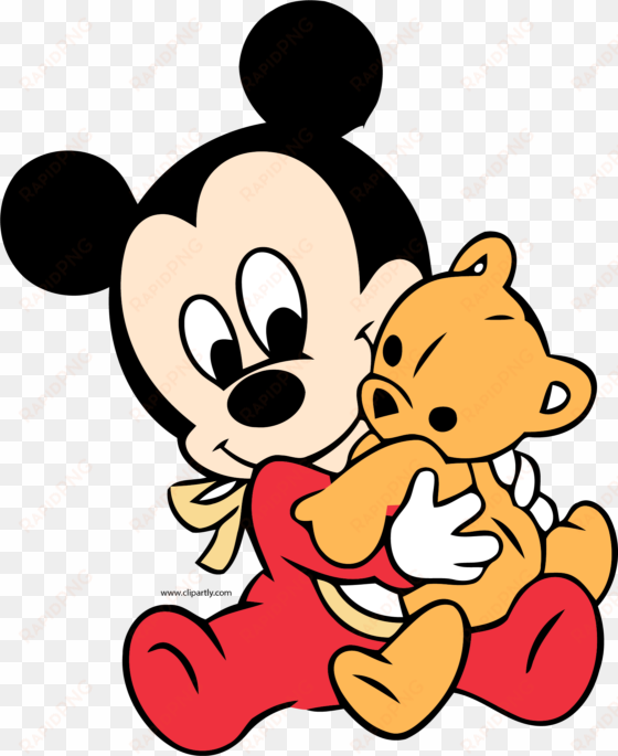 baby mickey hug toy bear clipart png - mickey mouse dibujo a lapiz