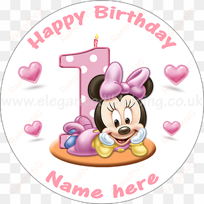 baby minnie mouse 1st birthday cake personalised edible - baby minnie mouse 1