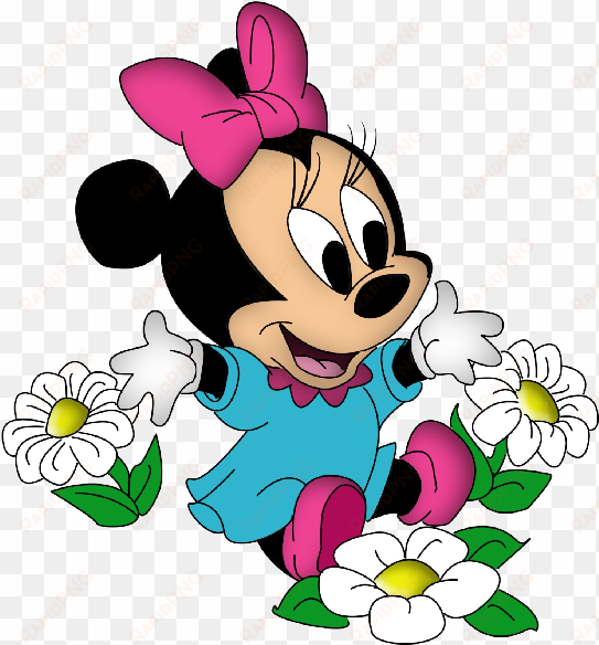 baby minnie mouse with pink bow and flowers - mini mouse bebe disney