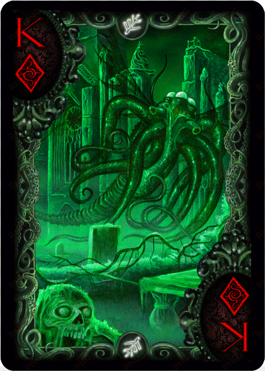 back to new cthulhu bicycle decks by dann kriss games - cthulhu deck of cards