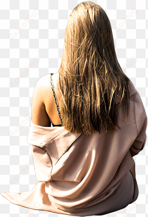 back view of a girl sitting on a pier - people sitting back png