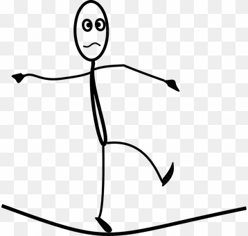 balance danger concentration focused stick - walking on a tightrope clipart