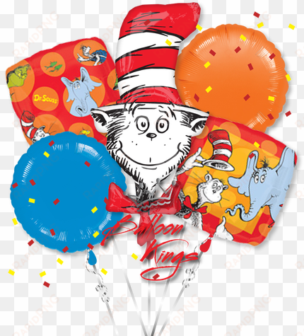 Balloons Clipart Cat In Hat - Bouquet Dr. Seuss Balloon - Mylar Balloons Foil transparent png image
