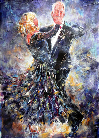 ballroom dancing painting - gallery-wrapped canvas art print 7 x 10 entitled ballroom