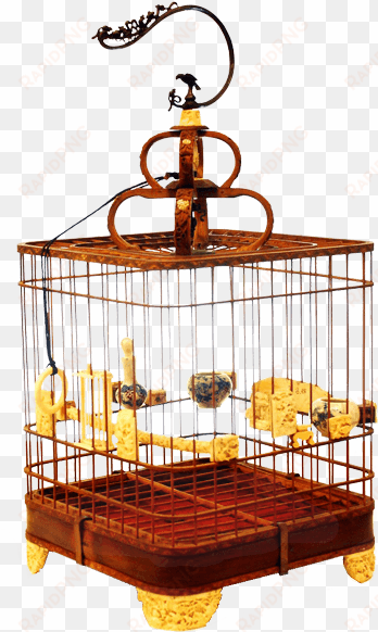 bamboo bird cage with finely carved ivory feet item - cage