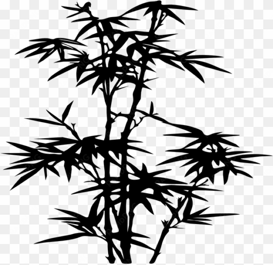 bamboo, plant, black, silhouette, leaves - bamboo silhouette png