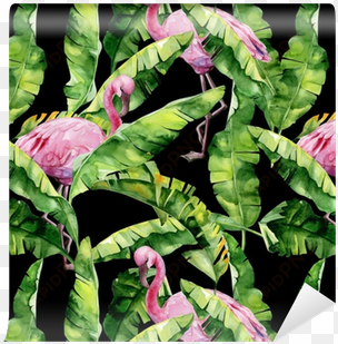 banana palm leaves seamless watercolor illustration - green xl cheap women plus size siwmwear plus size palm