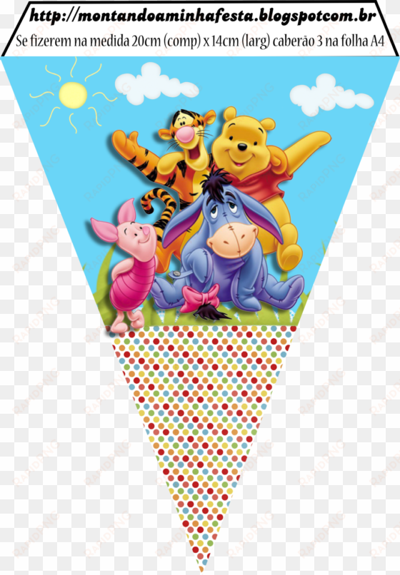 bandeirola pooh - 1/4 sheet winnie the pooh characters edible frosting