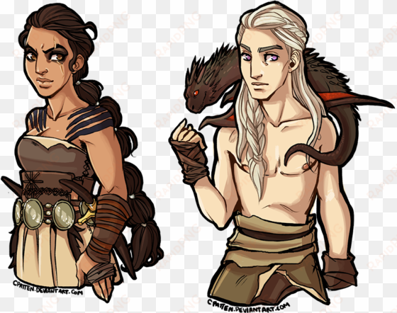 Banner Black And White Stock Drogo Dany Genderbend - Game Of Thrones Funny Fan Art transparent png image