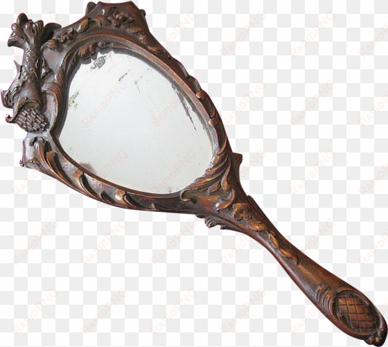 banner freeuse library th century carved wooden mirror - wood carved hand mirror