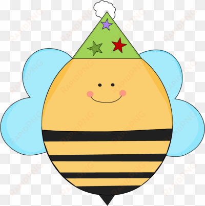 banner royalty free download birthday - bee with party hat