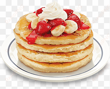 banner royalty free stock two fruits one delicious - pancakes with banana and strawberry