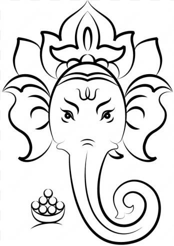 banner transparent stock close up view of - lord ganesha pencil sketch