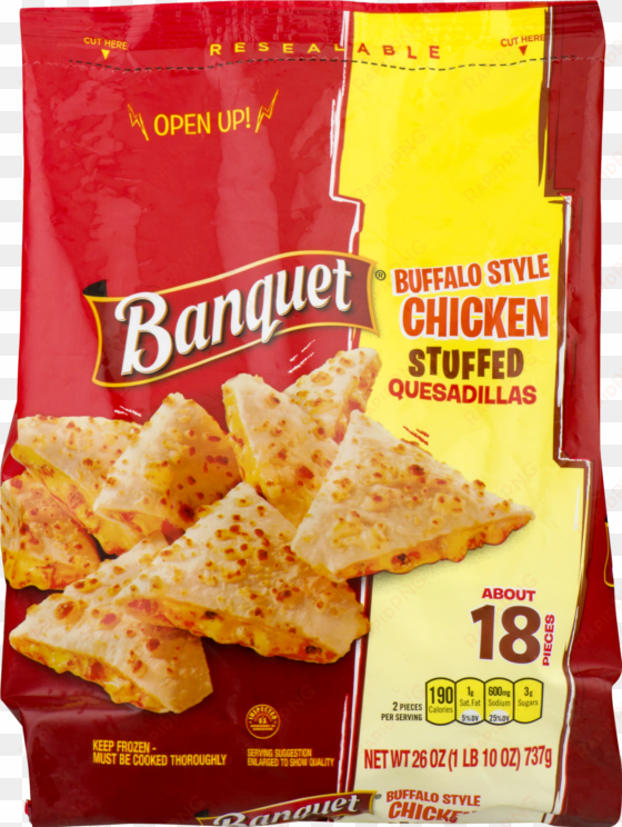 banquet buffalo style chicken stuffed quesadillas frozen - banquet sweet & sour chicken with rice - 9 oz
