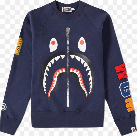 Bape Shark Crewneck Sweater - Bathing Ape Shark transparent png image