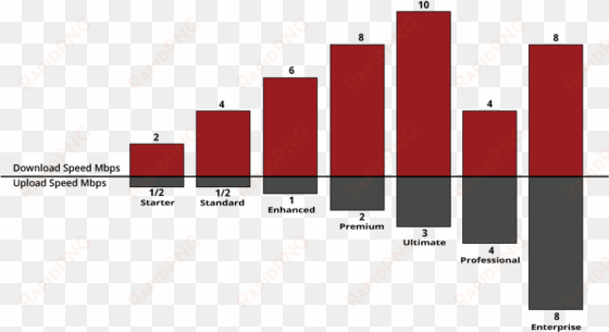 bar graph showing different powernet internet package - internet