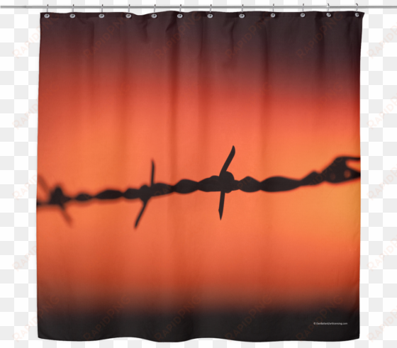 barbed wire sunset shower curtain - barbed wire