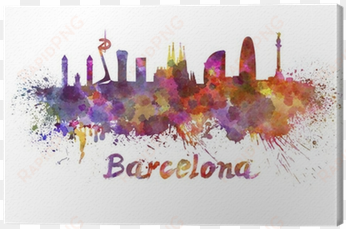 barcelona skyline in watercolor canvas print • pixers® - 5th international hr conference barcelona 2018