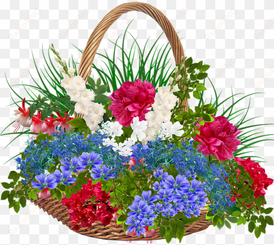 basket of flowers transparent background