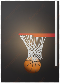 basketball hoop with basketball vector images poster - canvas