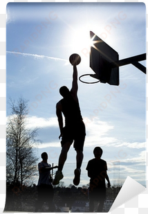 basketball silhouette player dunking in a game wall - slam dunk