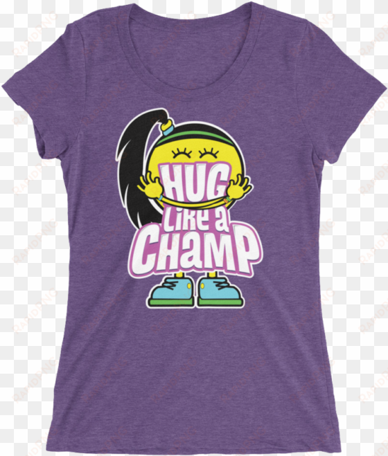 bayley "hug like a champ" women's tri blend t shirt - women's distinct heiress x triblend - aqua triblend