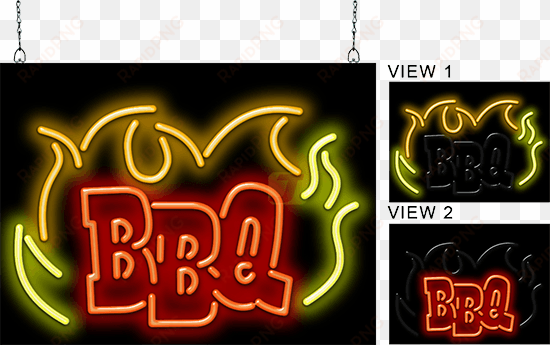 bbq flames animated neon sign - neon sign