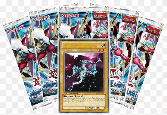 be one of the first to duel with the brand-new cards - konami yu-gi-oh judgement of the light booster pack