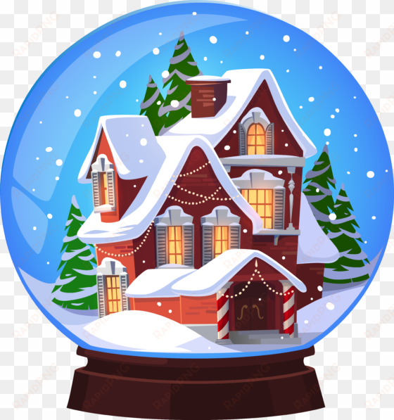 beach clipart snow globe - christmas house snow globe