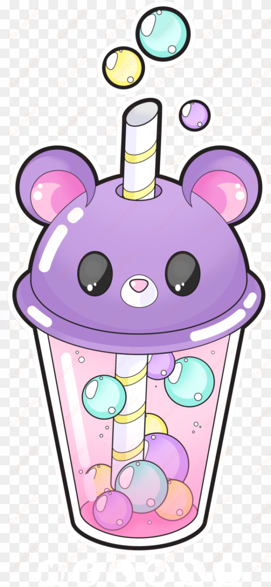 bear bubble commissions open - cute bubble tea clipart