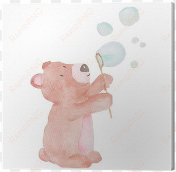 bear cute animal watercolor illustration bubbles water - watercolor painting