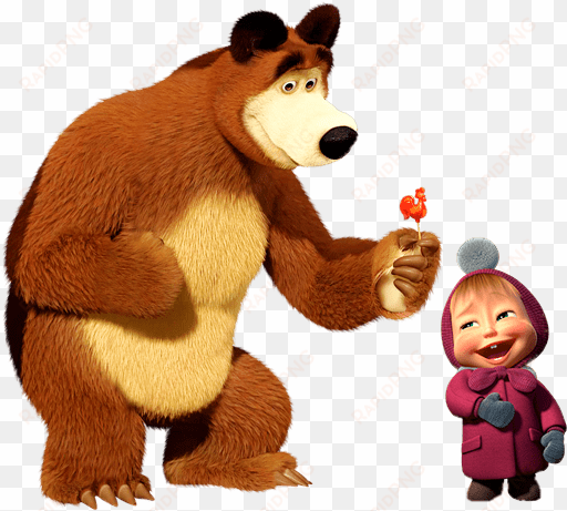 bear giving masha rooster lolly - masha and the bear real life