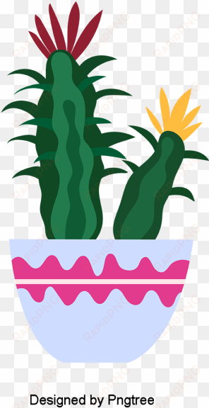 beautiful cartoon cute hand-painted plants potted cactus - cartoon