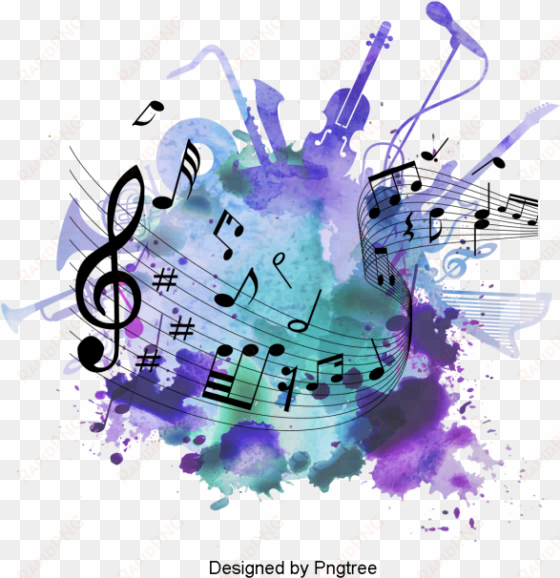 beautiful cartoon hand painted music symbol staff, - simbolos de musica png