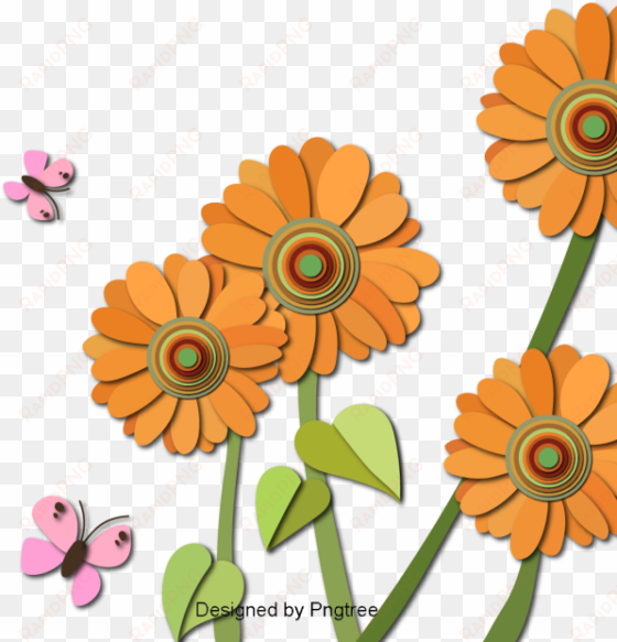 beautiful cartoon lovely hand painted paper cut flowers - autumn