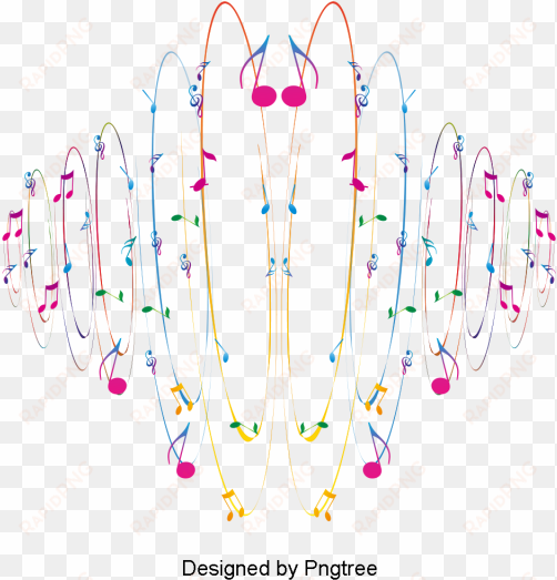 beautiful colorful romantic staff music symbol floating - music
