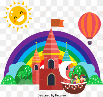 Beautiful Cool Cartoon Lovely Hand-painted Castle Rainbow - Cartoon transparent png image