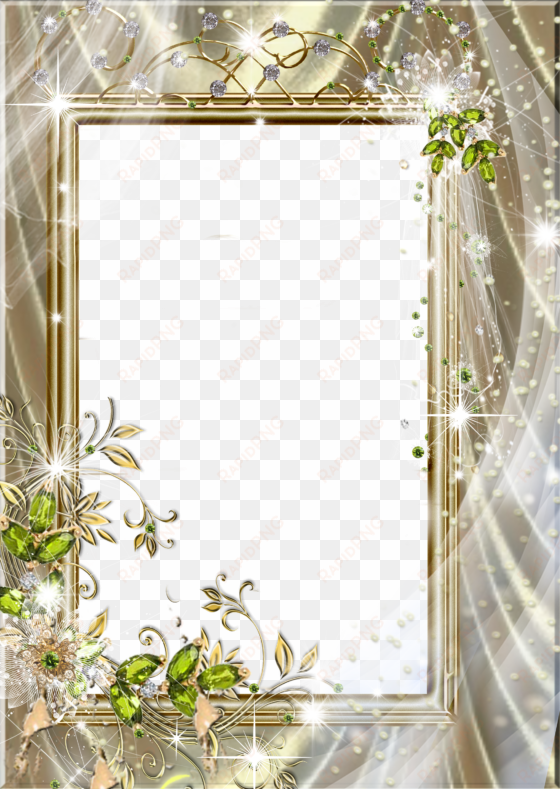 beautiful transparent frame with green diamonds - beautiful photo frames transparent