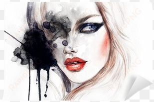 beautiful woman portrait abstract fashion watercolor - طراحی چهره با آبرنگ