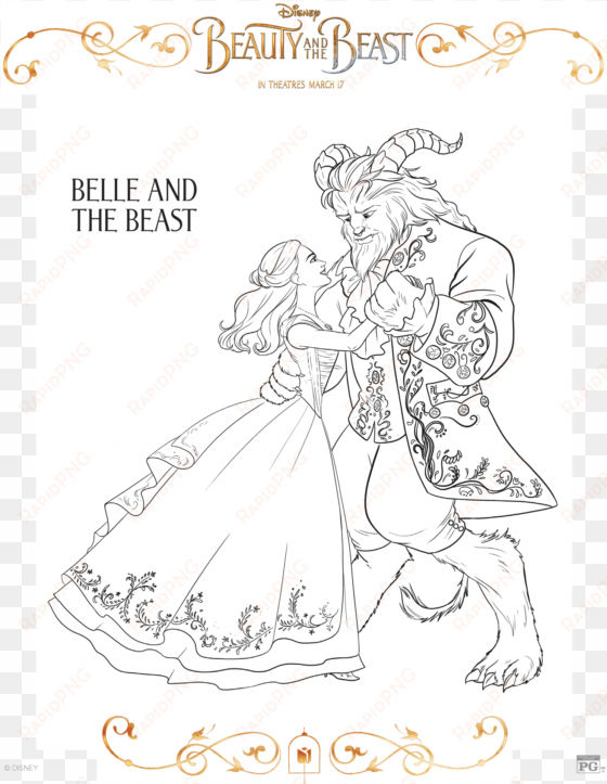 beauty and the beast coloring page-