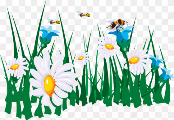 bee clipart grass - clip art bees and flowers