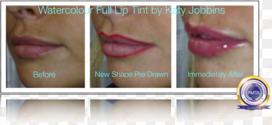 before during & after redefine lip shape by katy jobbins - lip gloss