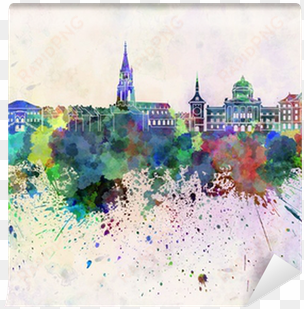 Bern Skyline In Watercolor Background Wall Mural • - Art Print: Paulrommer's Bern Skyline In Watercolor transparent png image