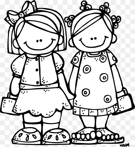 best friends clipart black and white - sister black and white